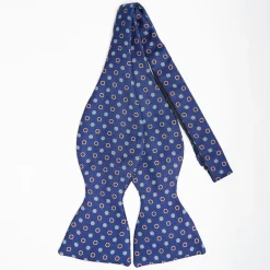 Bluette Silk Bowtie To Self-Tie - Small Flower Pattern