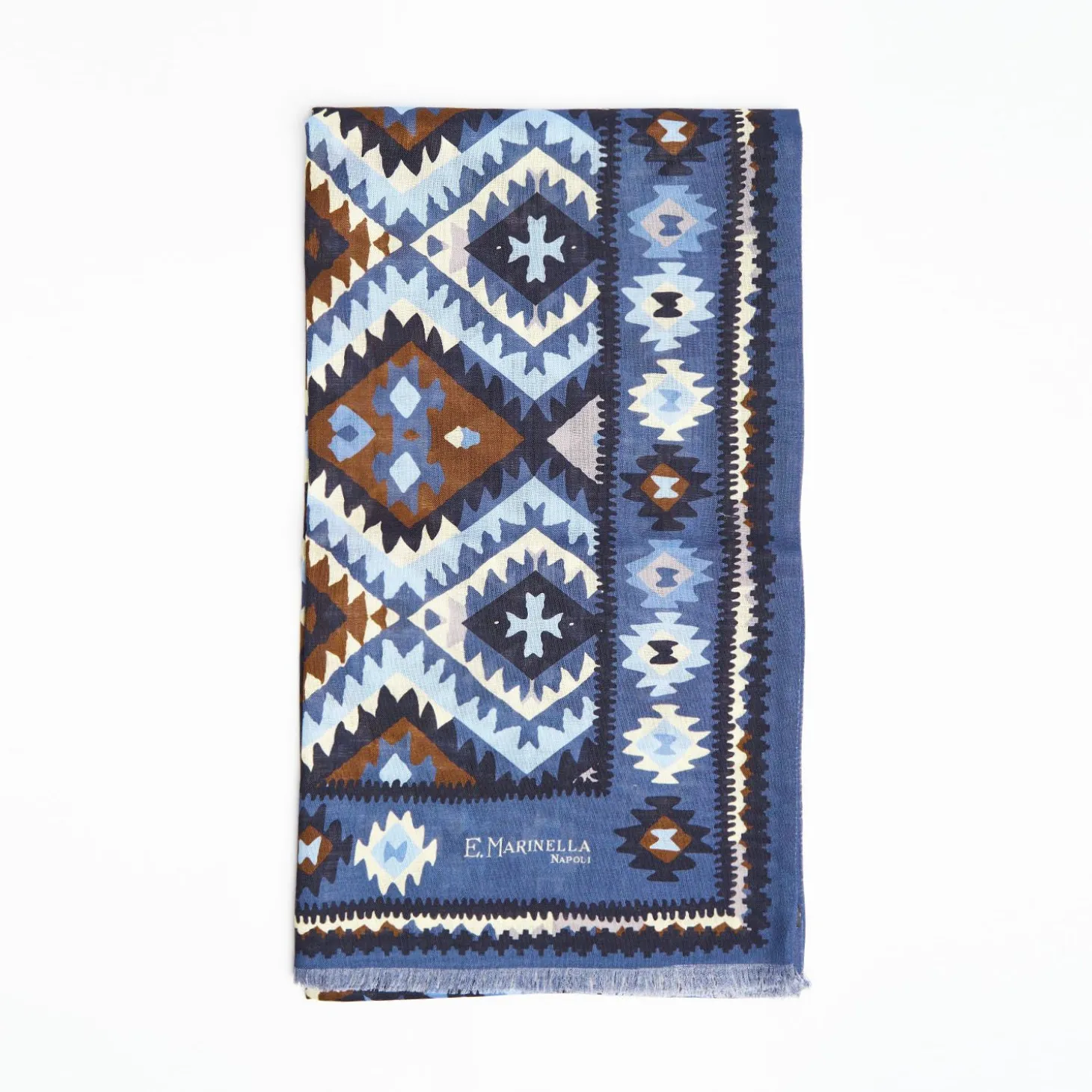 Blue Tubolar Scarf In Wool And Silk