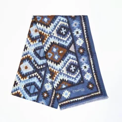 Blue Tubolar Scarf In Wool And Silk