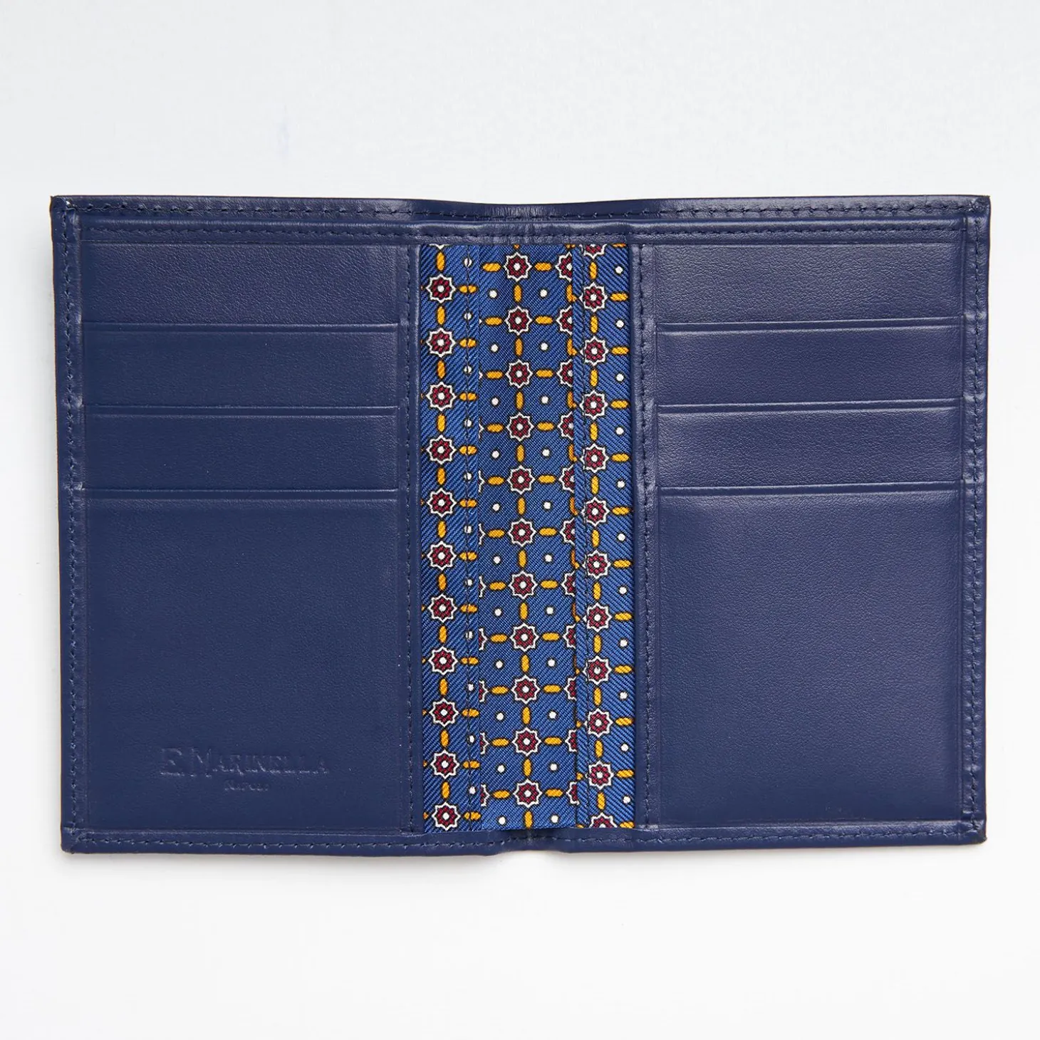 Blue Vertical Wallet In Silk And Leather