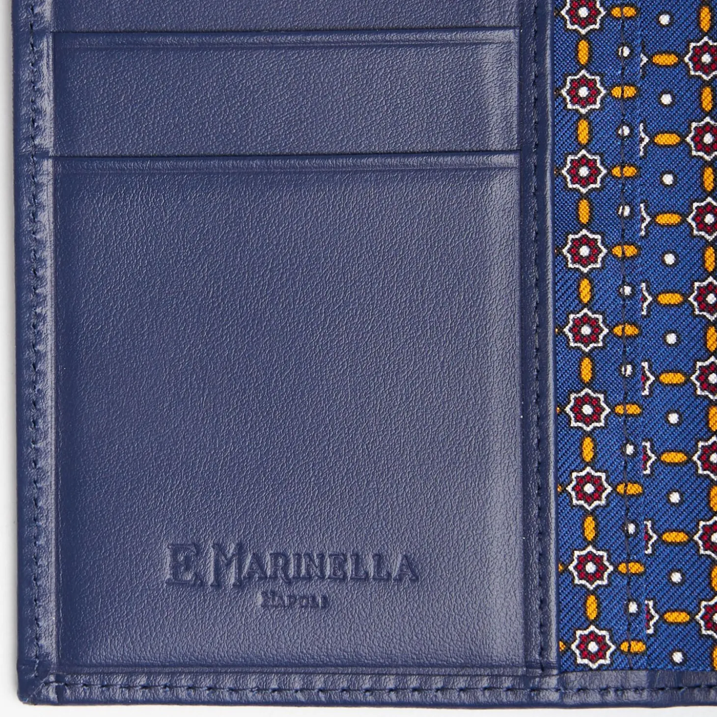 Blue Vertical Wallet In Silk And Leather