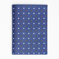 Blue Vertical Wallet In Silk And Leather