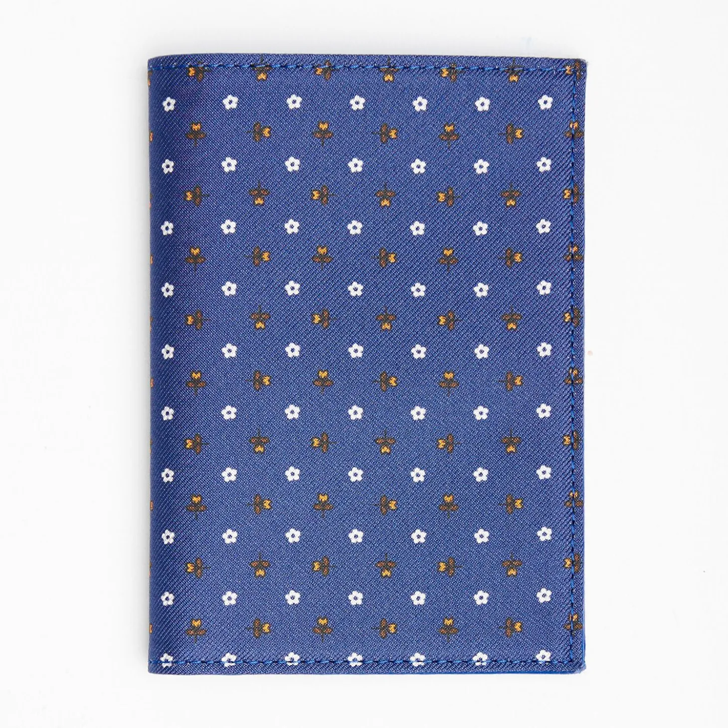 Blue Vertical Wallet In Silk And Leather