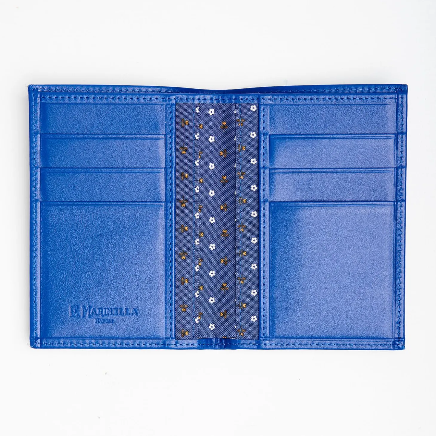 Blue Vertical Wallet In Silk And Leather
