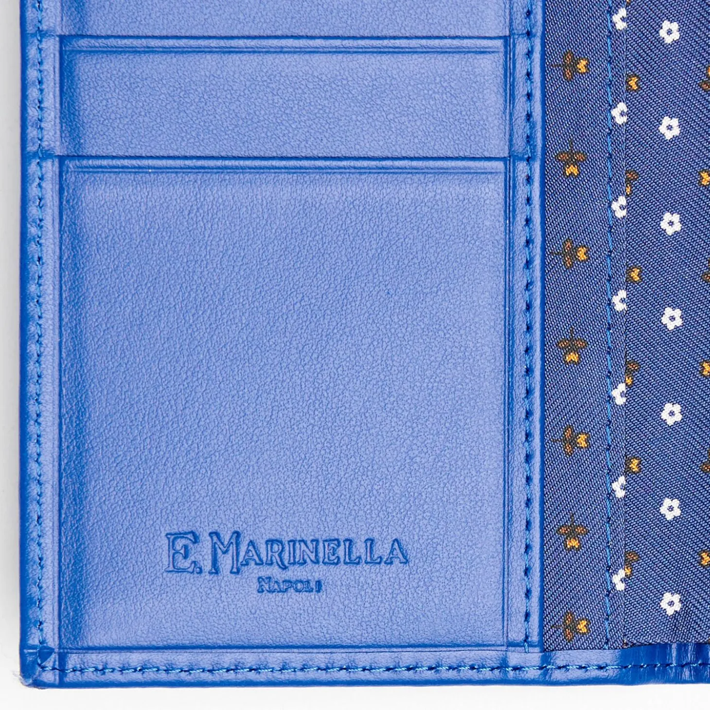 Blue Vertical Wallet In Silk And Leather