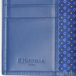 Blue Vertical Wallet In Silk And Leather