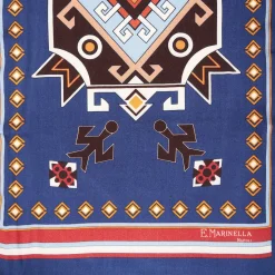 Blue Wool And Silk Scarf With Geometric Design