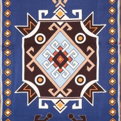 Blue Wool And Silk Scarf With Geometric Design