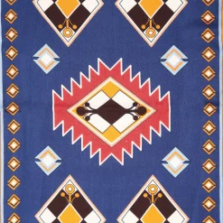 Blue Wool And Silk Scarf With Geometric Design