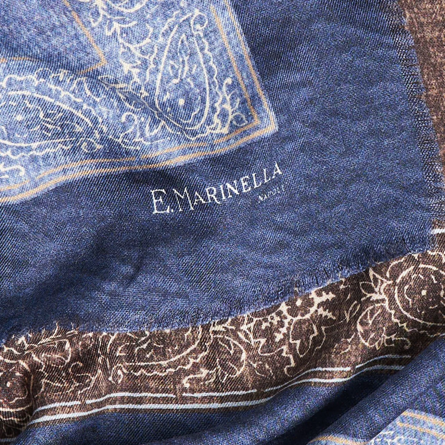Blue Wool And Silk Stole Alternate Checks