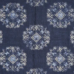 Blue Wool Stole With Floral Decoration