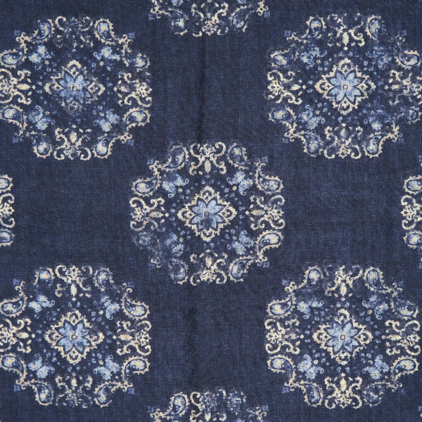 Blue Wool Stole With Floral Decoration