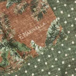 Brown And Green Wool And Silk Scarf