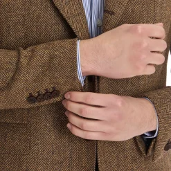 Brown Jacket With Lining Crafted By Pattern 1950 Archive Collection
