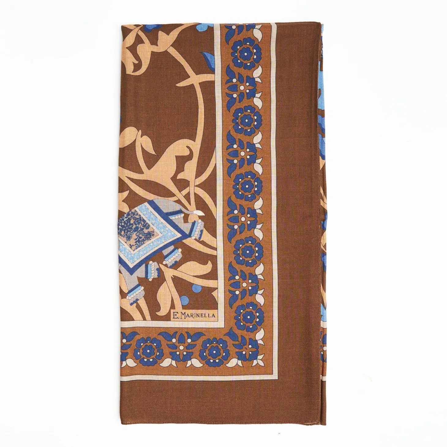 Brown Wool Stole - Ethnic Pattern