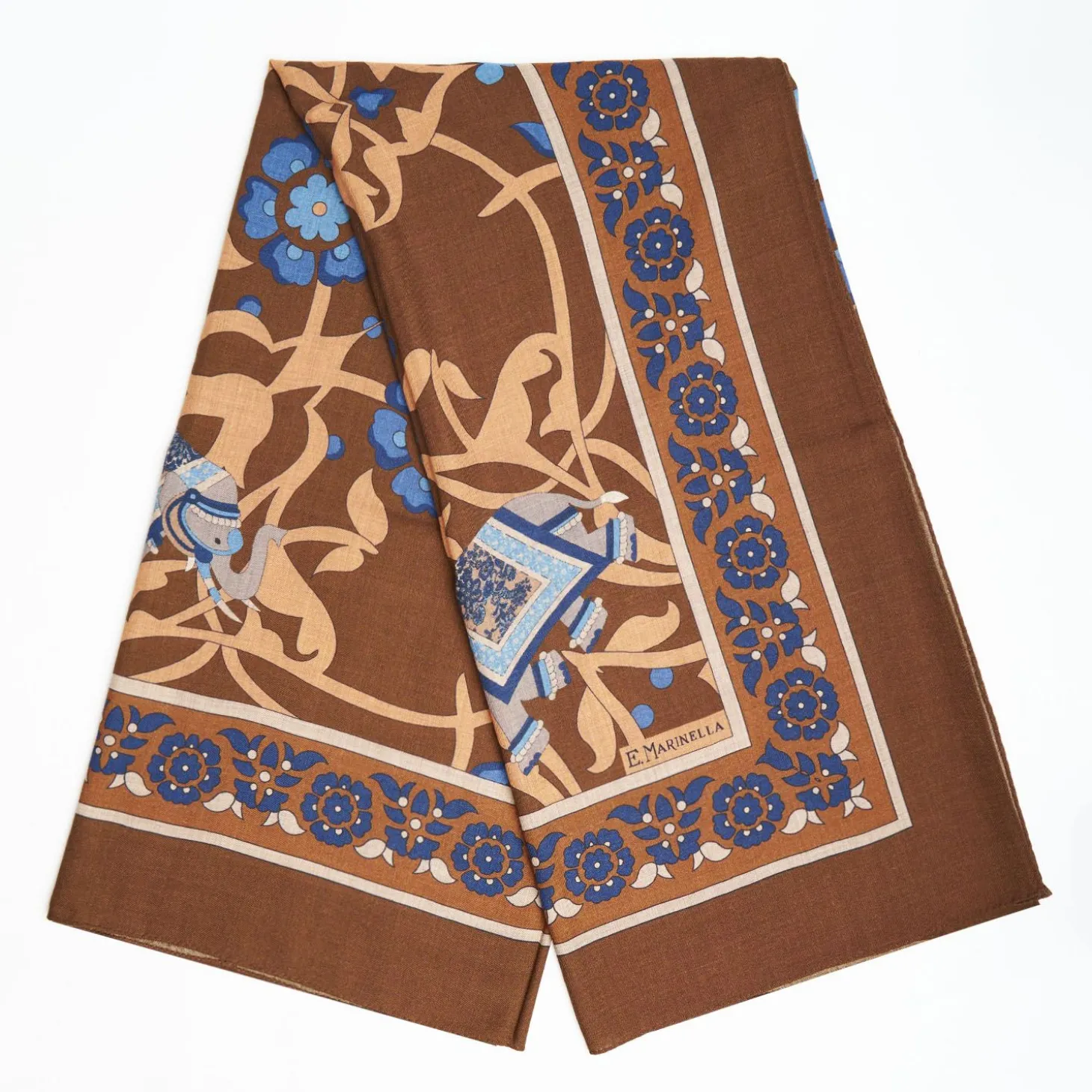 Brown Wool Stole - Ethnic Pattern