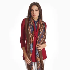 Brown Wool Stole - Ethnic Pattern