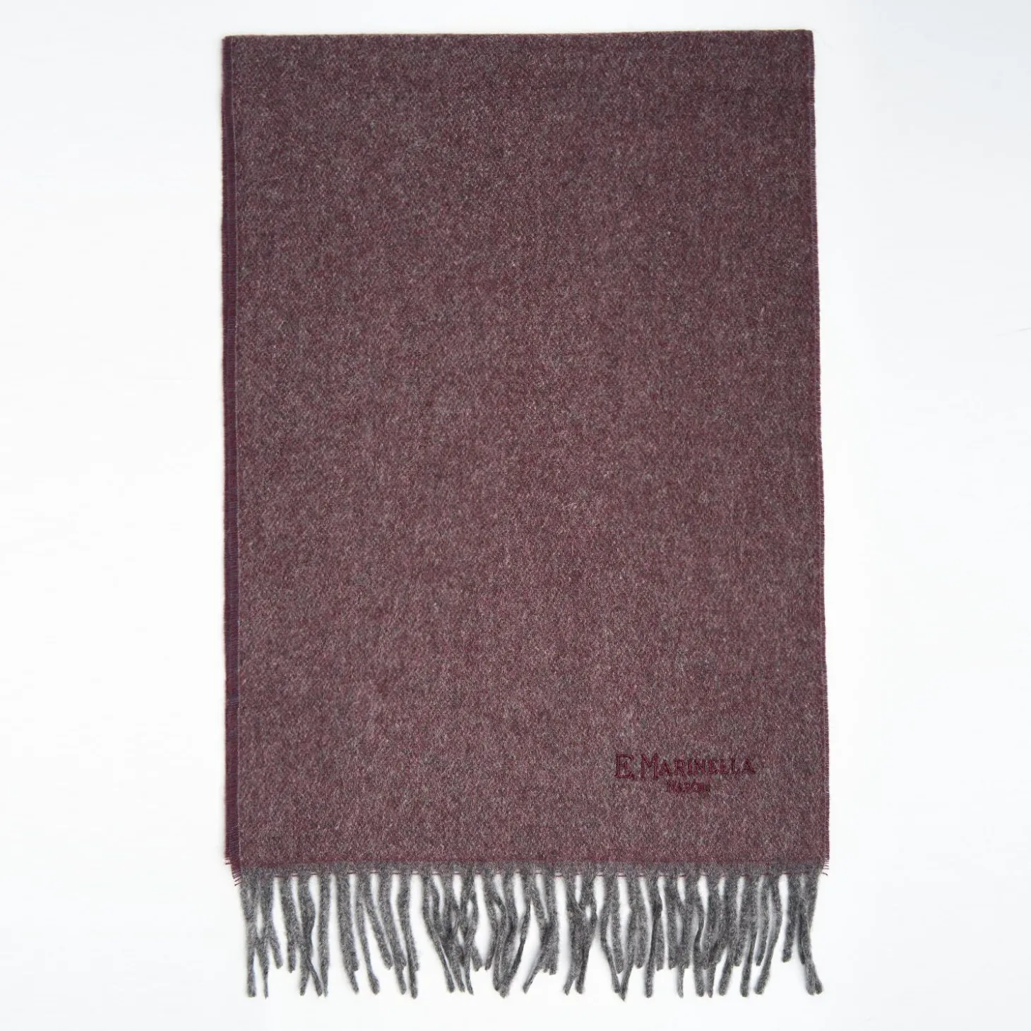 Burgundy And Grey Double-Faced Cashmere Scarf