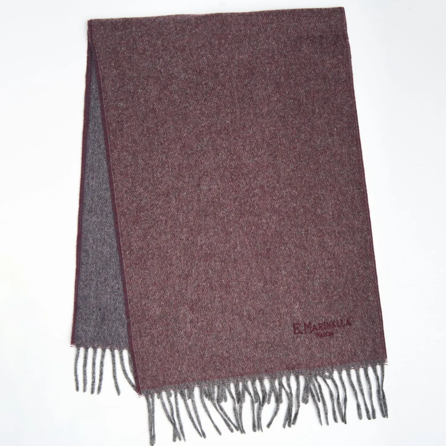 Burgundy And Grey Double-Faced Cashmere Scarf