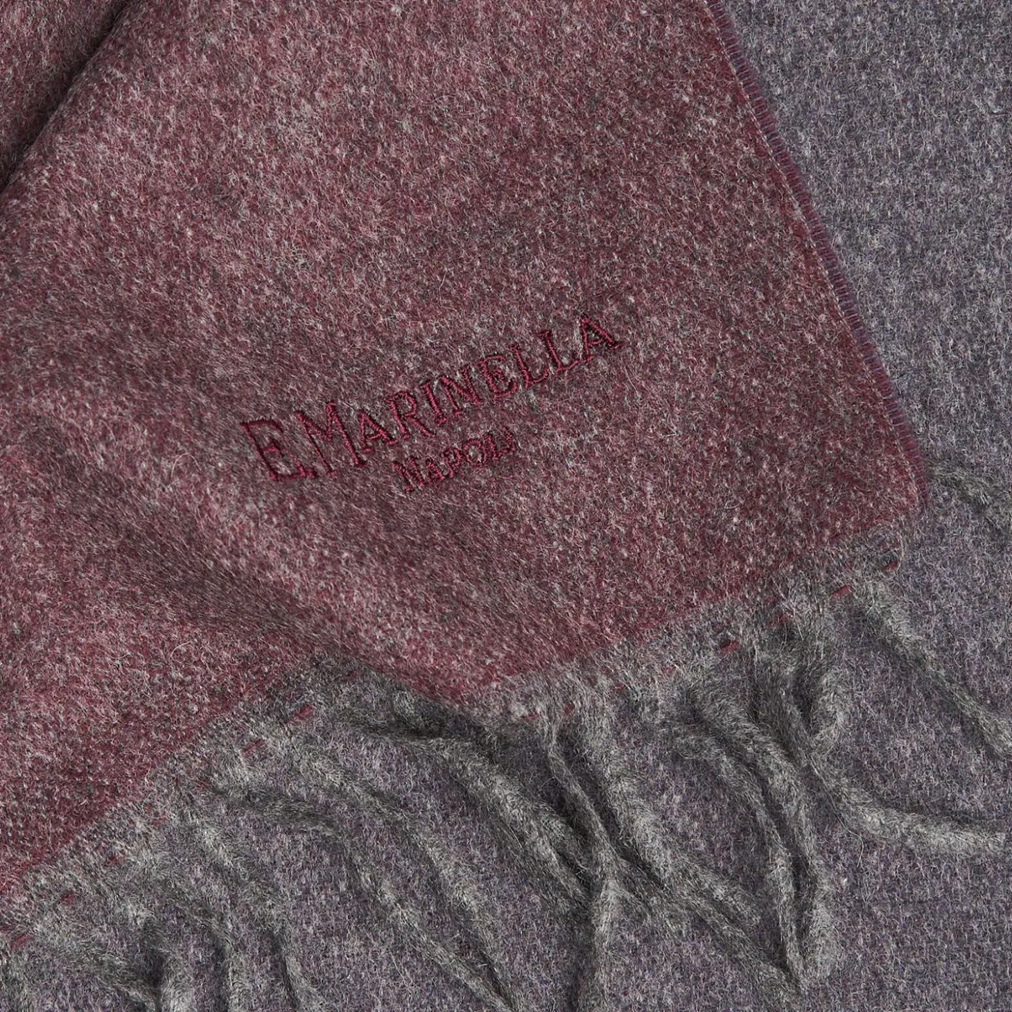 Burgundy And Grey Double-Faced Cashmere Scarf
