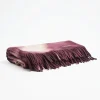 Burgundy And White Bergen Cashmere Throw