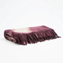 Burgundy And White Bergen Cashmere Throw