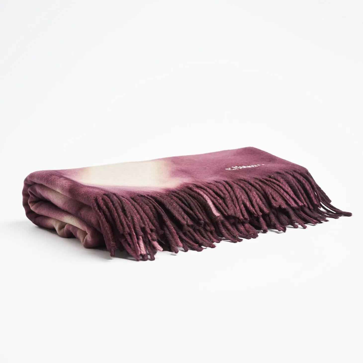 Burgundy And White Bergen Cashmere Throw
