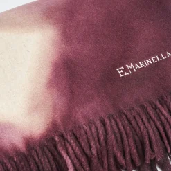 Burgundy And White Bergen Cashmere Throw