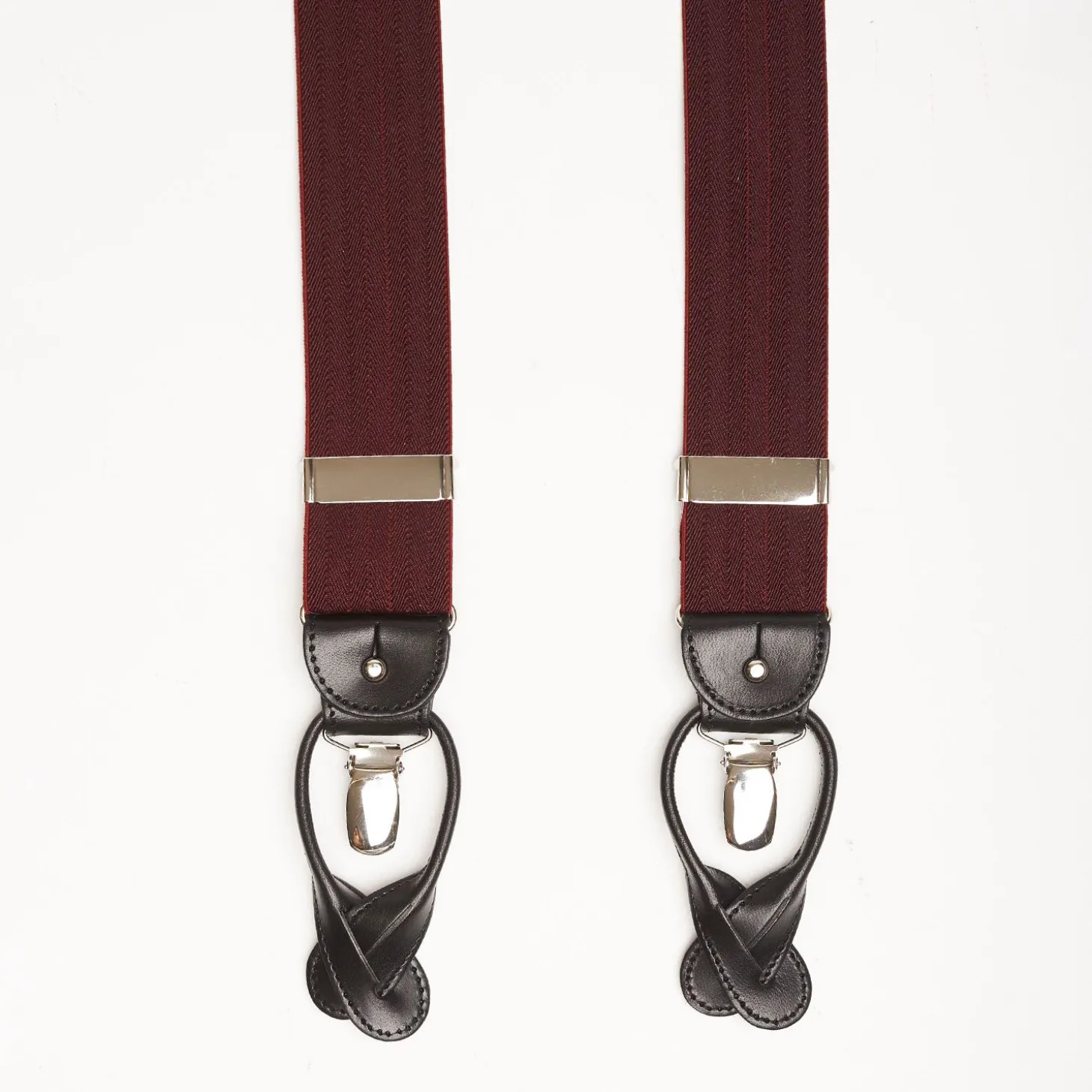 Burgundy Braces - Herringbone Pattern