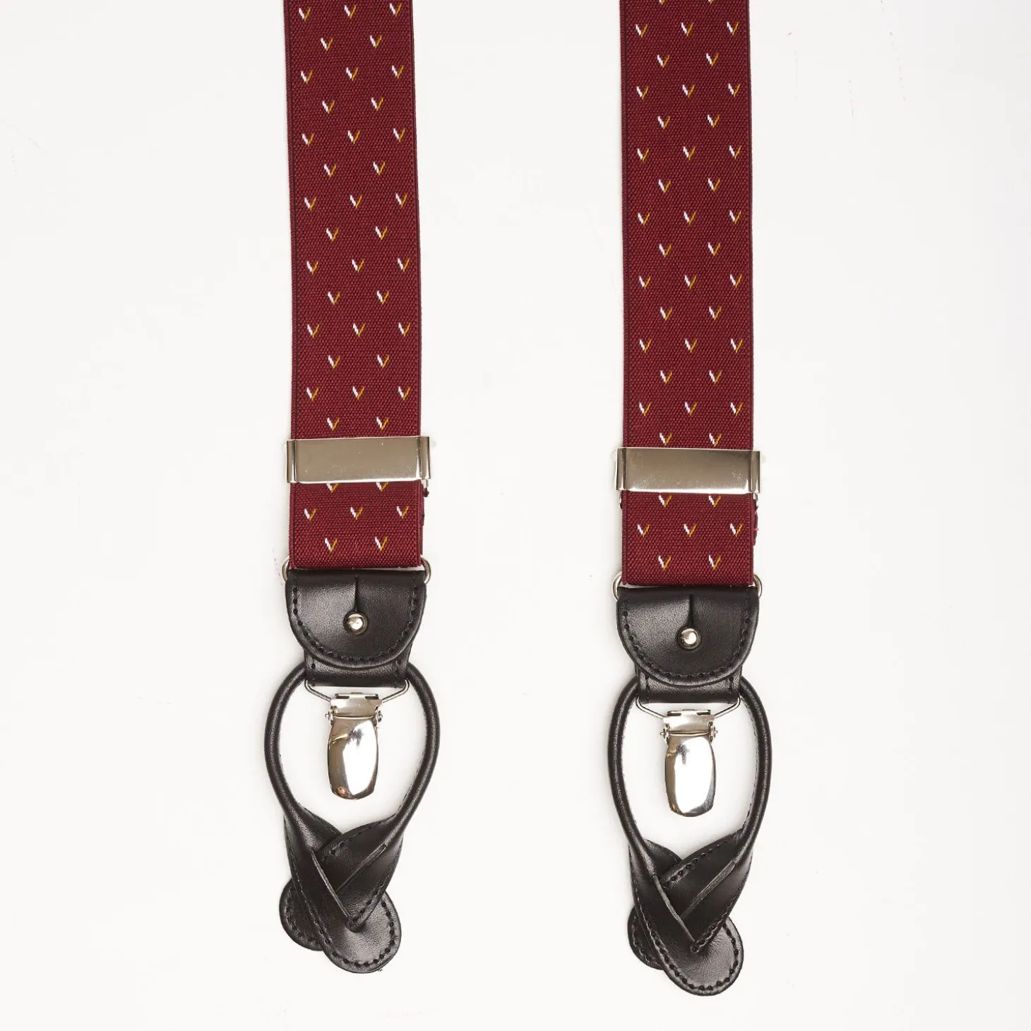 Burgundy Braces With Small Geometric Design