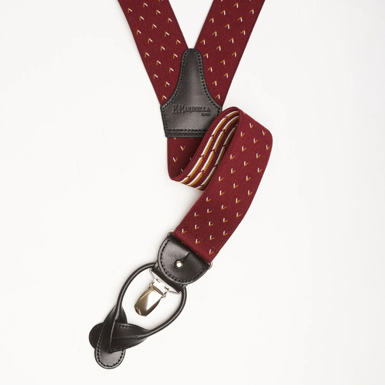 Burgundy Braces With Small Geometric Design