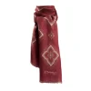 Burgundy Cotton And Linen Scarf - Brown Macro Flowers
