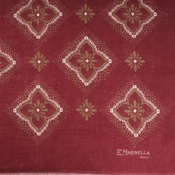 Burgundy Cotton And Linen Scarf - Brown Macro Flowers