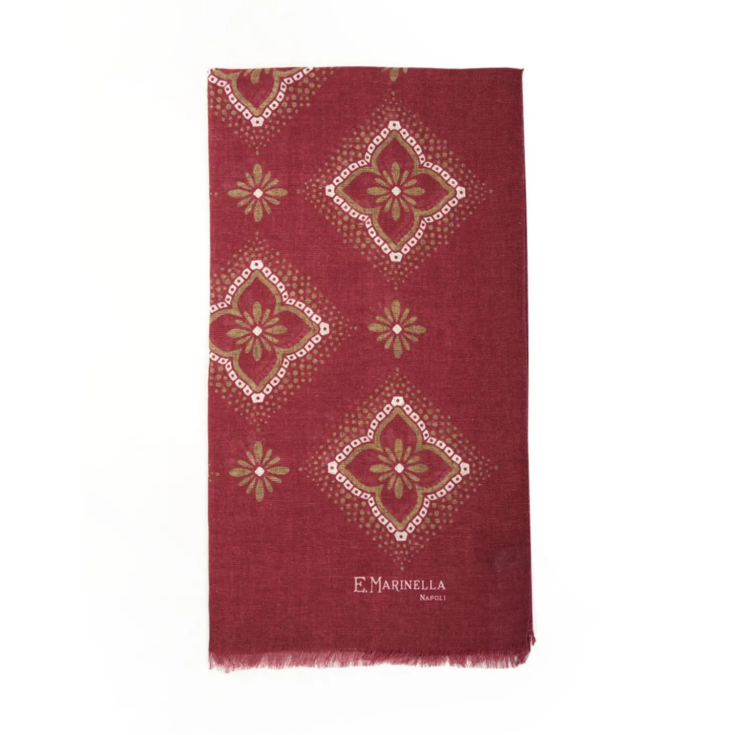 Burgundy Cotton And Linen Scarf - Brown Macro Flowers