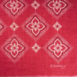 Burgundy Cotton And Linen Scarf - White Macro Flowers