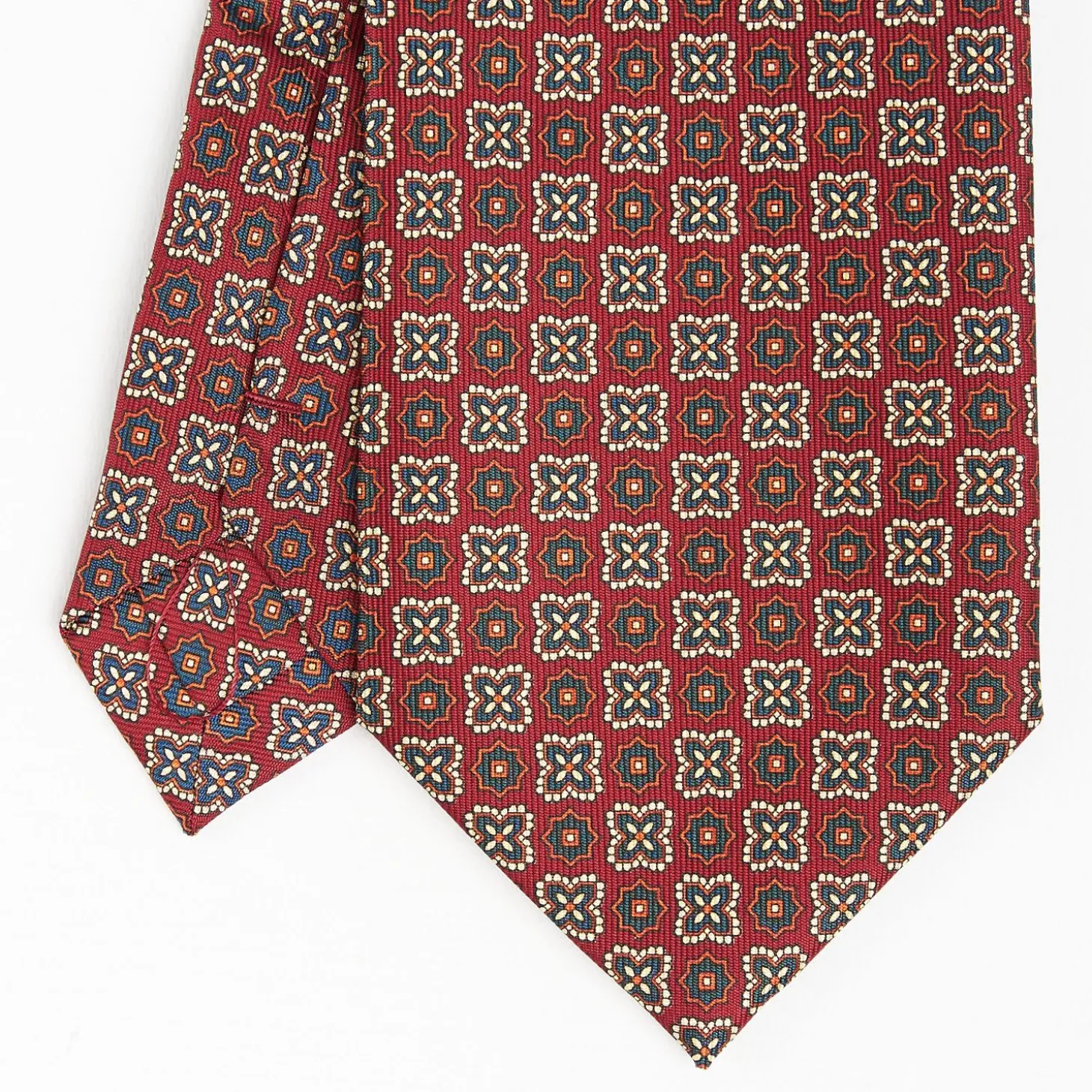Burgundy Extra Long Sartorial Silk Tie - Flower Pattern