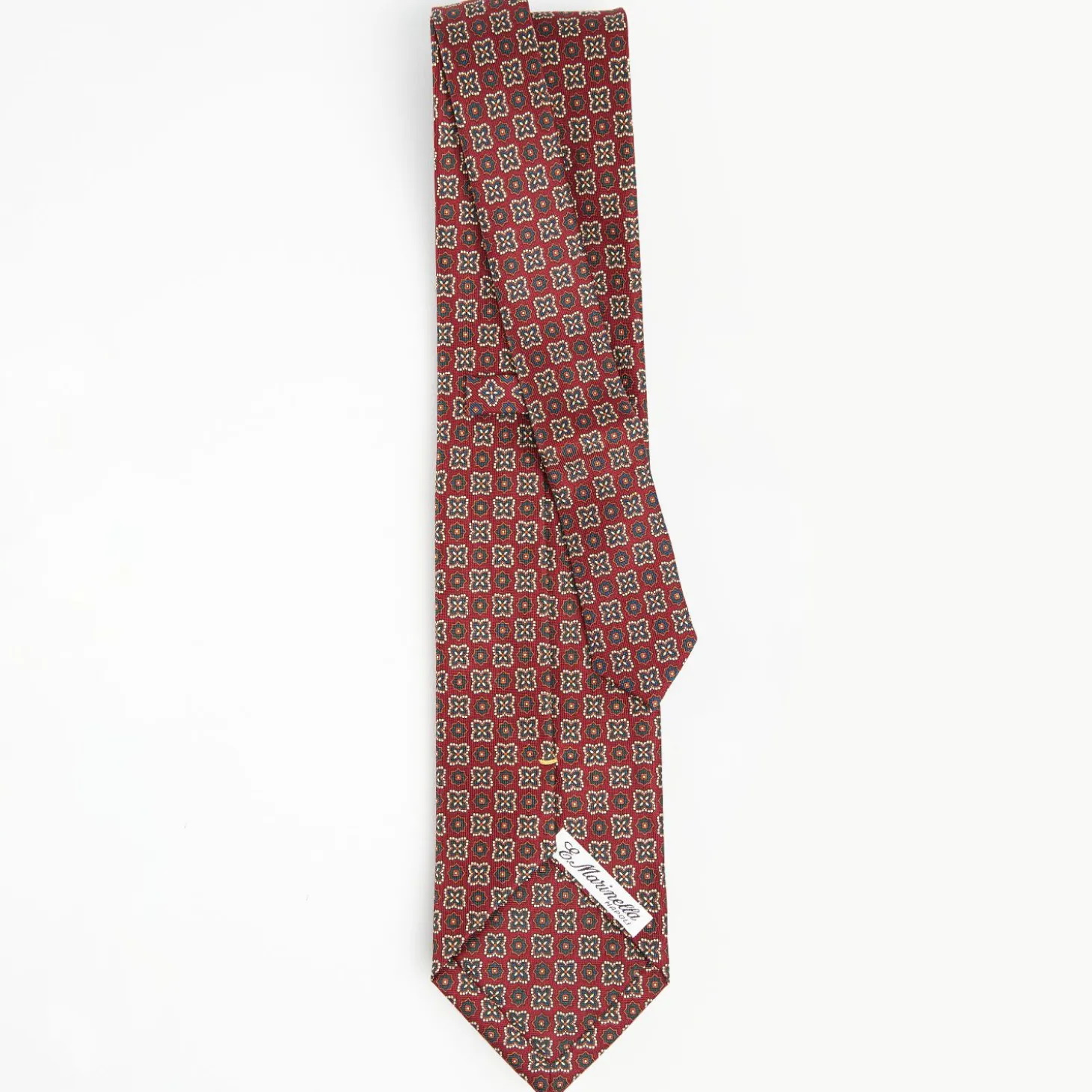 Burgundy Extra Long Sartorial Silk Tie - Flower Pattern