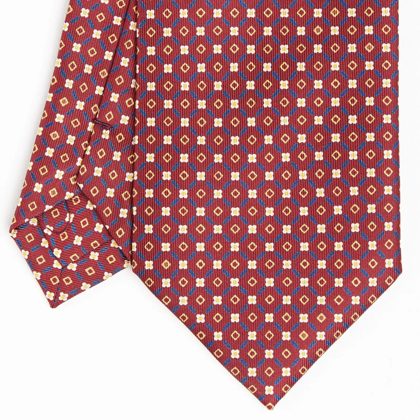 Burgundy Extra Long Sartorial Silk Tie Small Flower Pattern