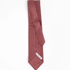 Burgundy Extra Long Sartorial Silk Tie Small Flower Pattern