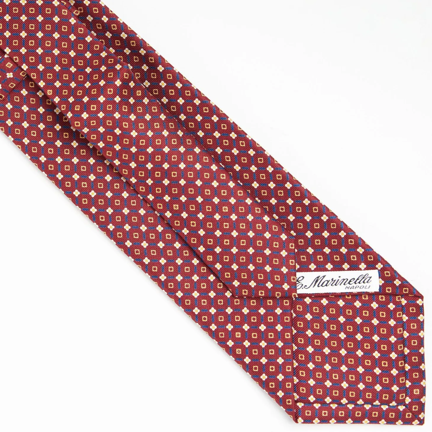 Burgundy Extra Long Sartorial Silk Tie Small Flower Pattern