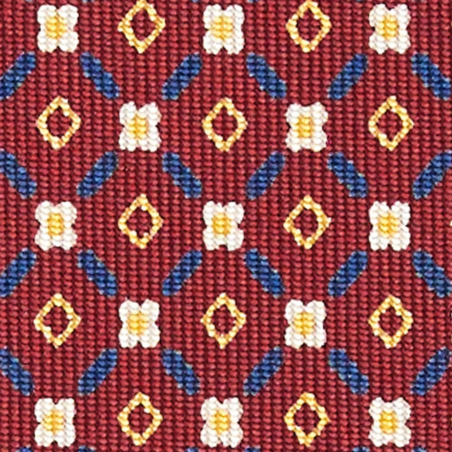 Burgundy Extra Long Sartorial Silk Tie Small Flower Pattern
