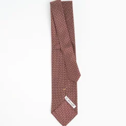 Burgundy Extra Long Sartorial Silk Tie Small Flower Pattern