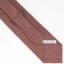 Burgundy Extra Long Sartorial Silk Tie Small Flower Pattern