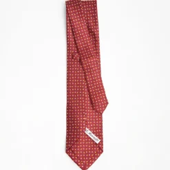 Burgundy Extra Long Sartorial Silk Tie - Small Flower Pattern