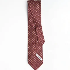 Burgundy Extra Long Tie With Small Designs