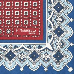 Burgundy Hand-Printed Silk Pocket Square Large Flower Pattern