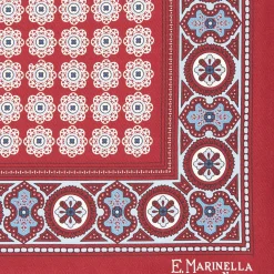 Burgundy Hand-Printed Silk Pocket Square Large Flower Pattern