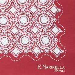 Burgundy Hand-Printed Silk Pocket Square Large Flower Pattern