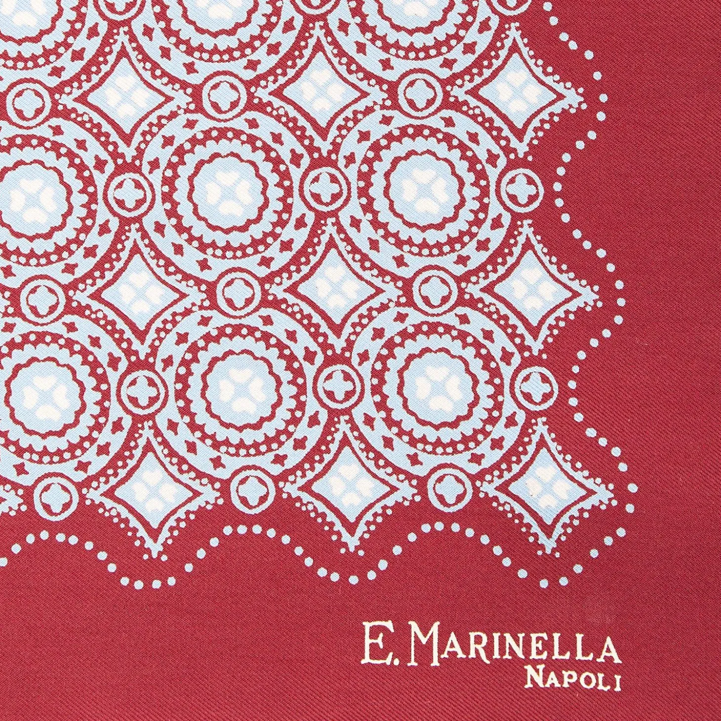 Burgundy Hand-Printed Silk Pocket Square Large Flower Pattern
