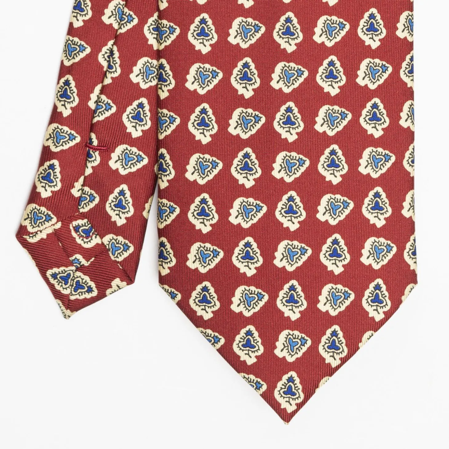 Burgundy Heritage Collection Silk Tie - Large Flower Pattern
